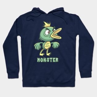 Angry Green Duck Monster Text Hoodie